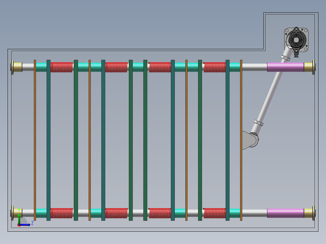 连杆压板机构3d图纸 曲柄滑块机构 封闭式压板往复运动机构3d模型左视图