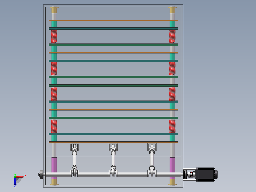连杆压板机构3d图纸 曲柄滑块机构 封闭式压板往复运动机构3d模型俯视图