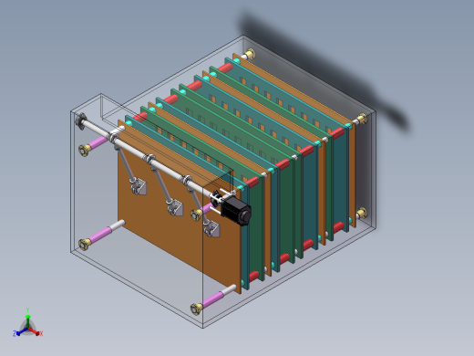 连杆压板机构3d图纸 曲柄滑块机构 封闭式压板往复运动机构3d模型正等轴测缩略图