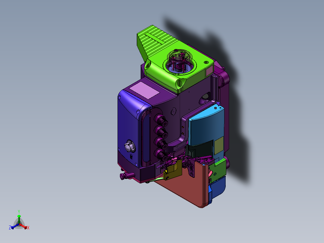 工业锁边缝机正等轴测图