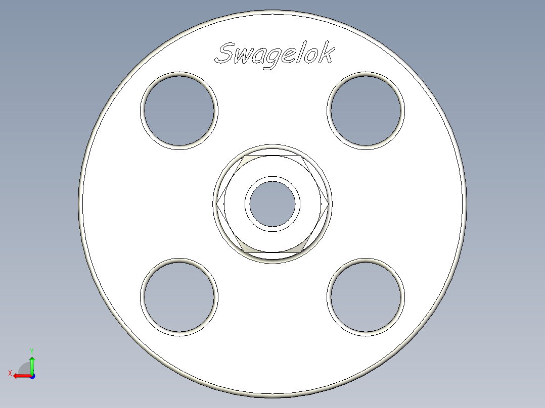 不锈钢ANSI法兰适配器，1-2英寸。卡套管接头，NPS 1-2英寸后视图