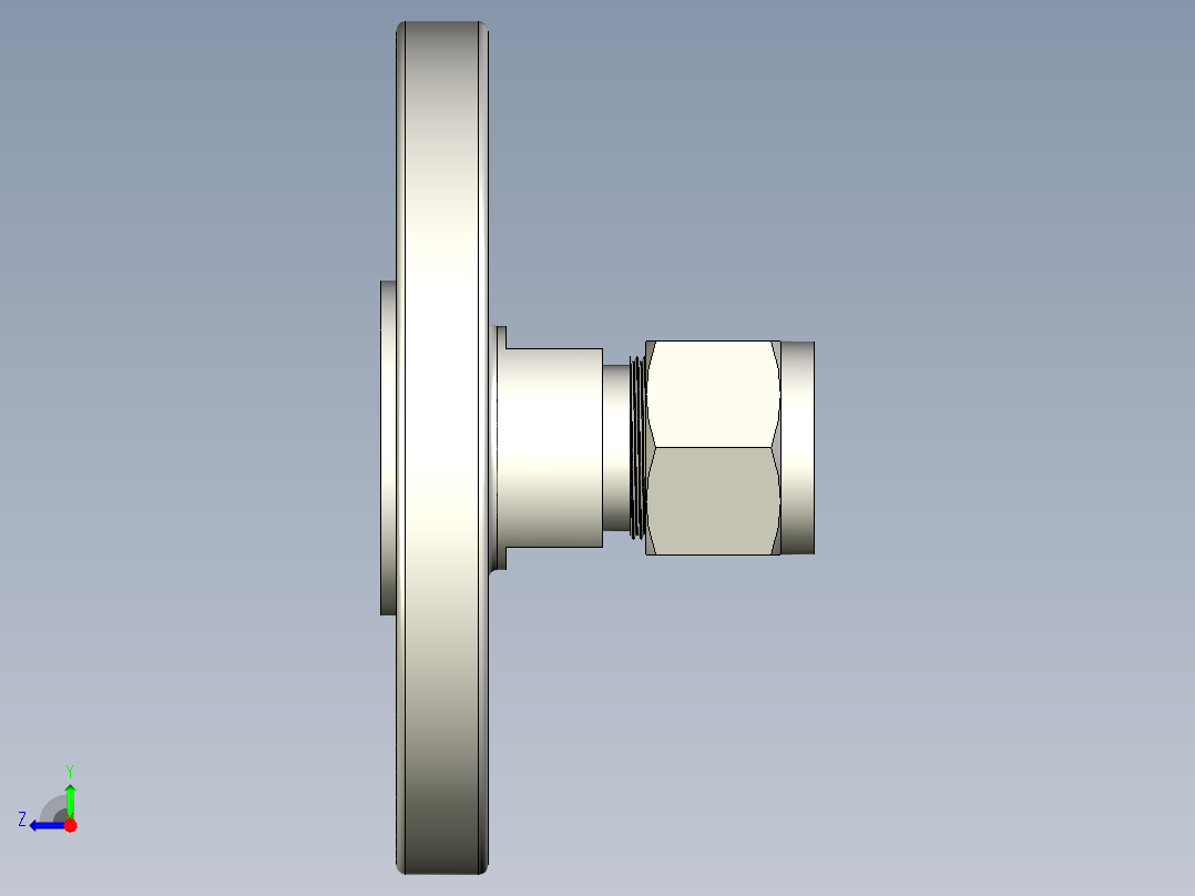 不锈钢ANSI法兰适配器，1-2英寸。卡套管接头，NPS 1-2英寸右视图