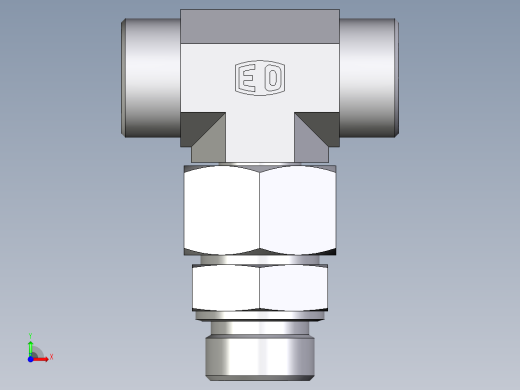 卡套式工业通用硬管接头EO_Assembled_adjustable_standpipe_branch_tee_EVT25SMOMD71前视缩略图