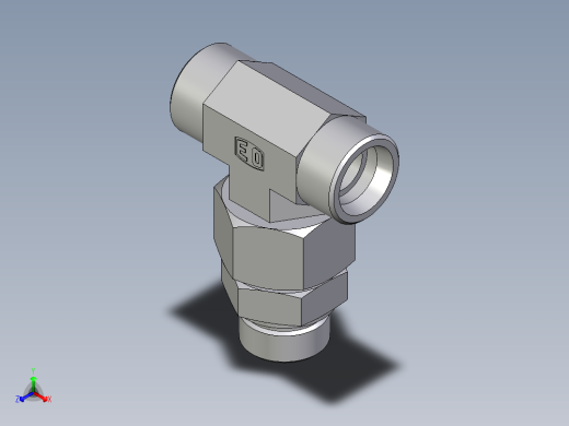 卡套式工业通用硬管接头EO_Assembled_adjustable_standpipe_branch_tee_EVT25SMOMD71正等轴测缩略图