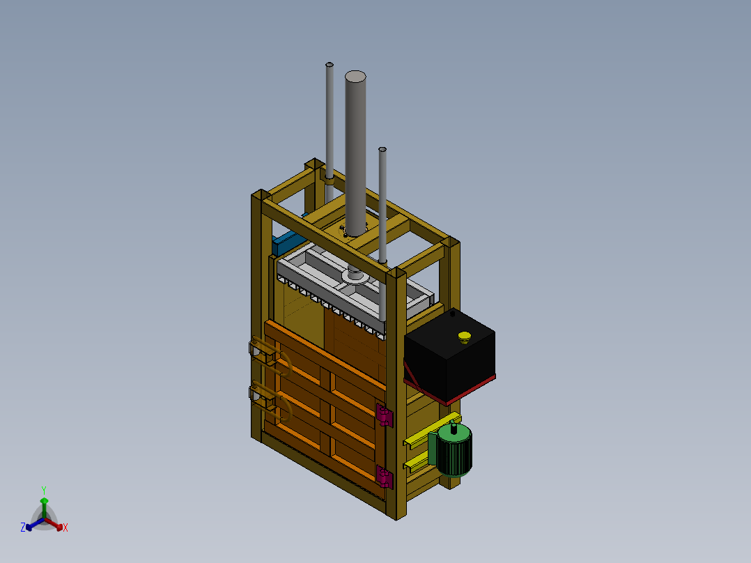 小型液压打包机sw16可编辑正等轴测图