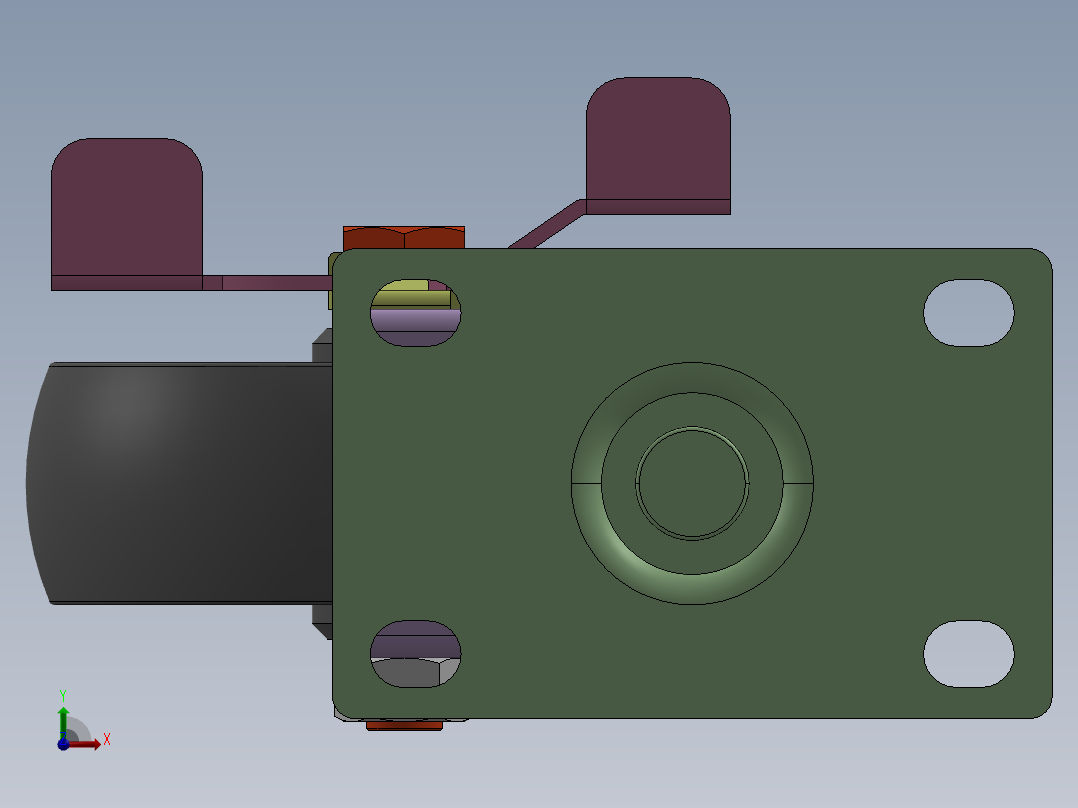 中载脚轮-万向带金属侧刹型前视图