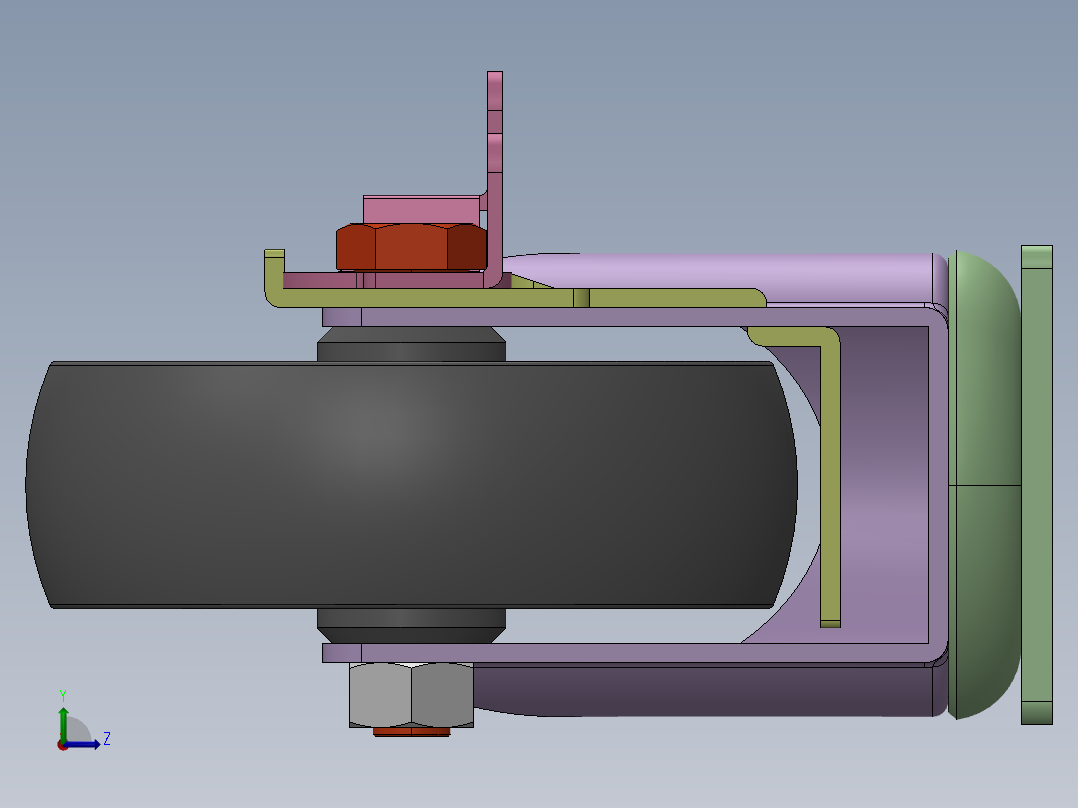中载脚轮-万向带金属侧刹型左视图