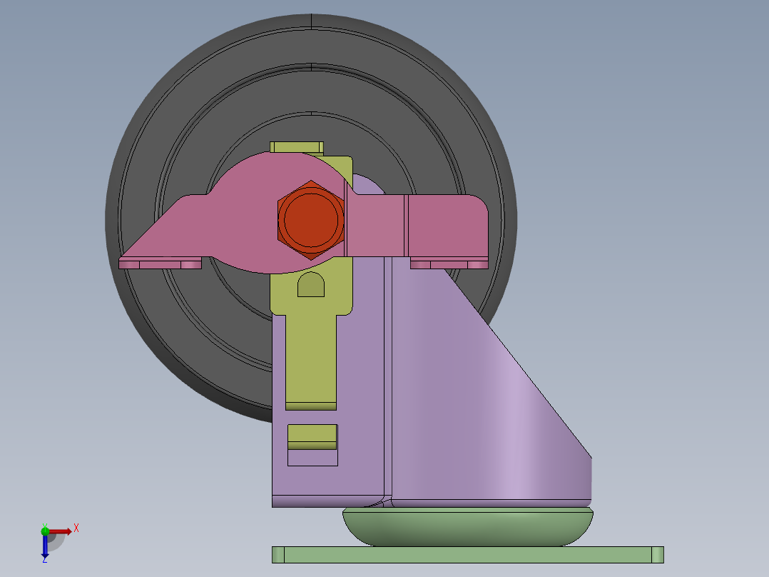 中载脚轮-万向带金属侧刹型俯视图