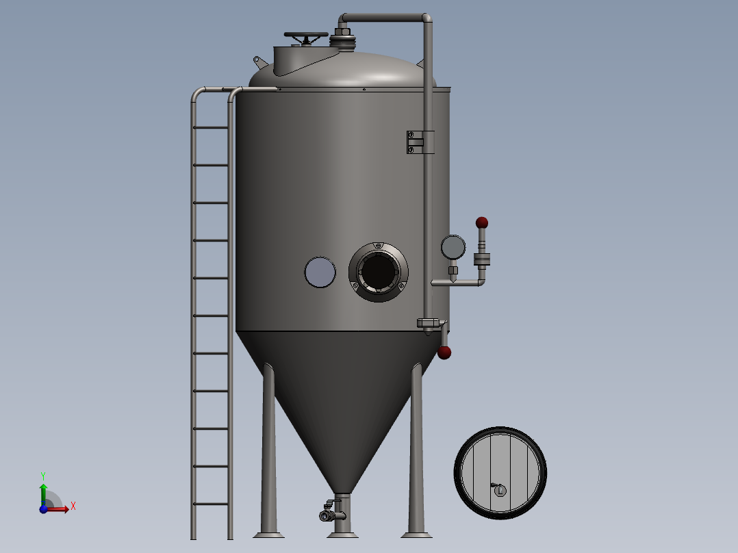 压力容积、啤酒发酵罐前视图