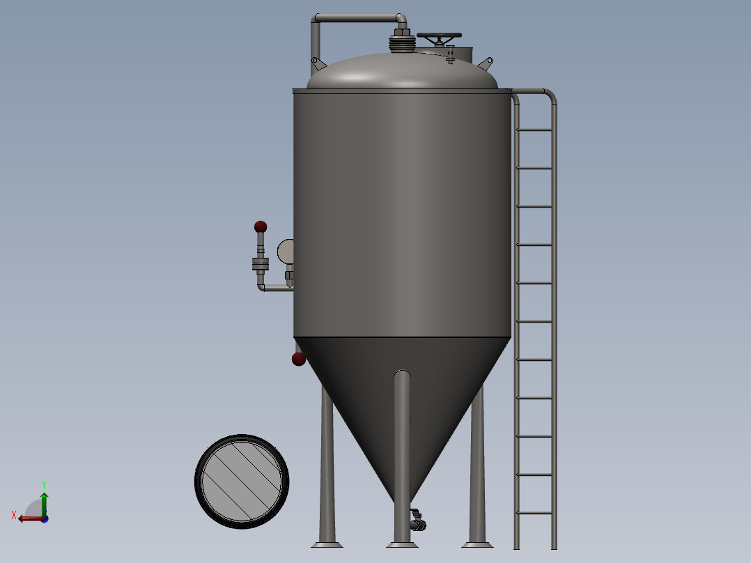 压力容积、啤酒发酵罐后视图