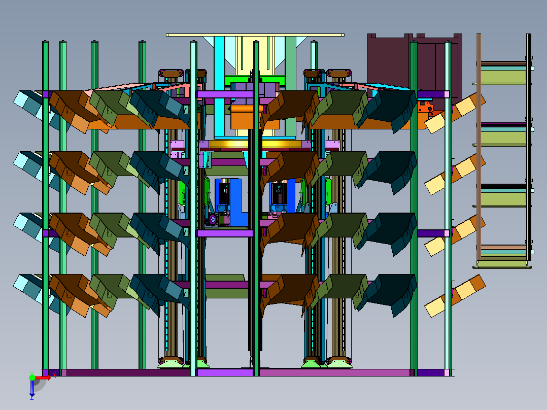 多工位的圆形智能仓储货物分拣装置俯视图