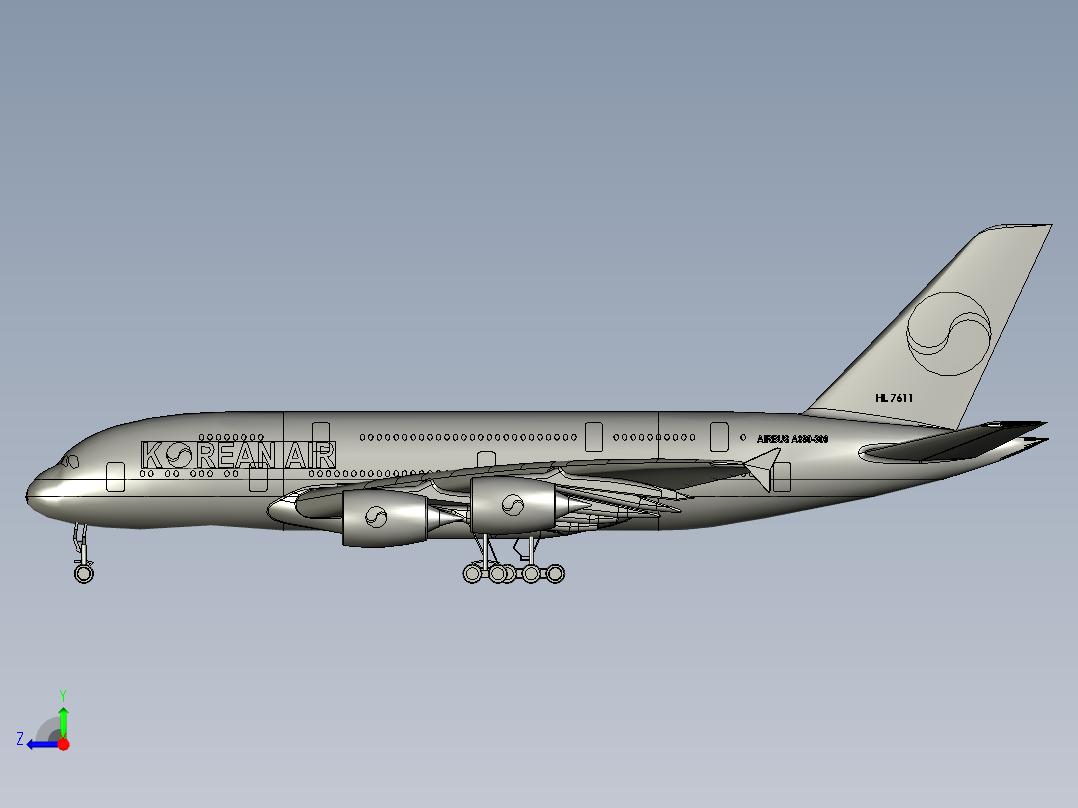 韩国航空A380客机右视图