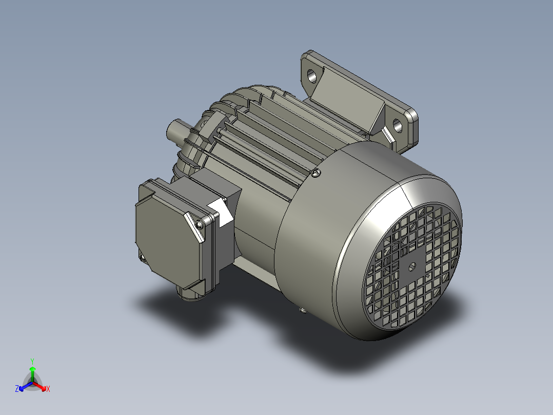 电动马达 2Polos 0.75kw 3000rpm电机正等轴测图