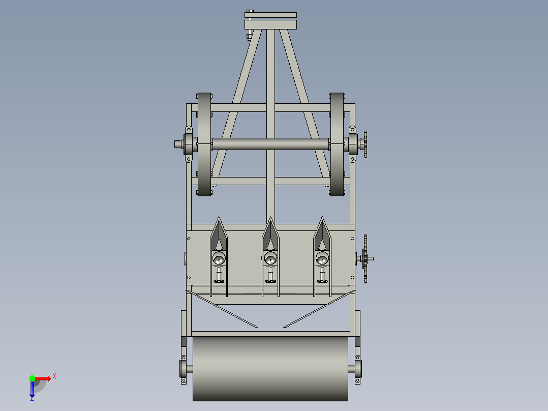 手扶车带土豆点播机俯视图