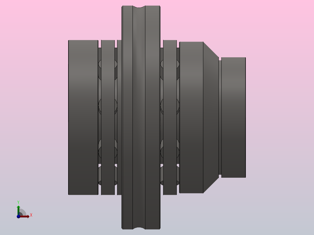 带加长阶梯形轴圈和法兰盘的滚针和双向推力圆柱滚子组合轴承 ZARF...L型_ZARF 45130 L.rar.rar左视图