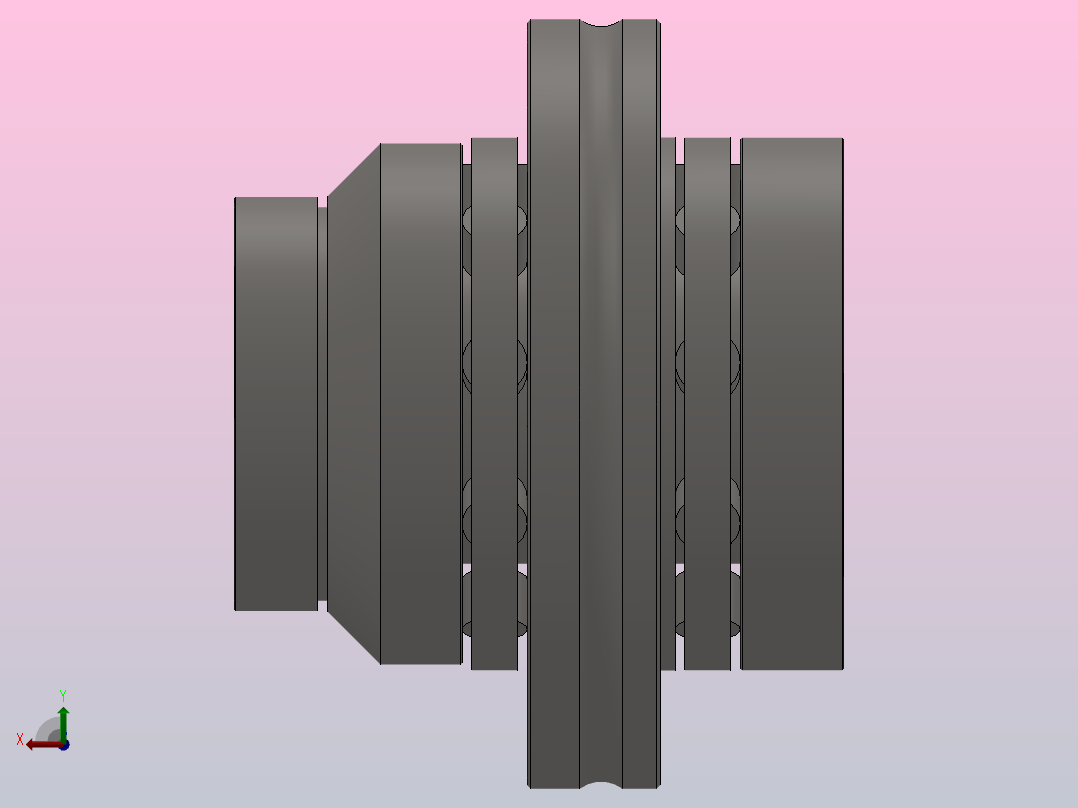 带加长阶梯形轴圈和法兰盘的滚针和双向推力圆柱滚子组合轴承 ZARF...L型_ZARF 45130 L.rar.rar右视图