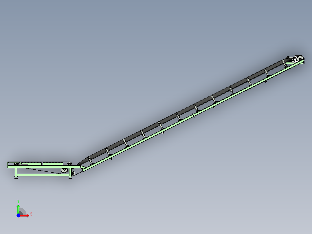水平和倾斜组合带式输送机前视图