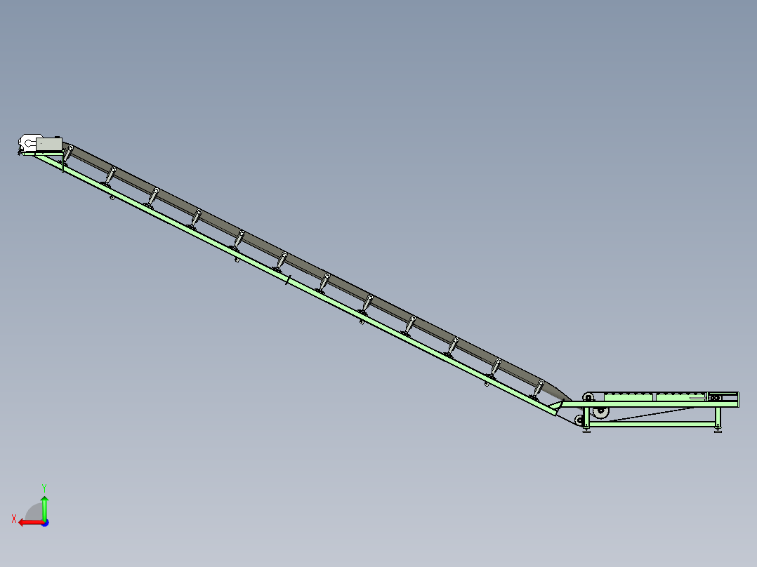 水平和倾斜组合带式输送机后视图
