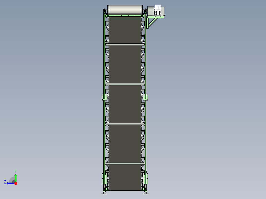 水平和倾斜组合带式输送机右视图