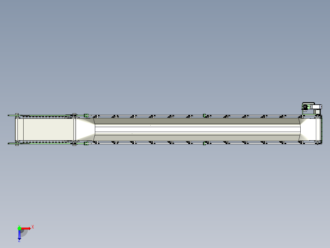 水平和倾斜组合带式输送机俯视图