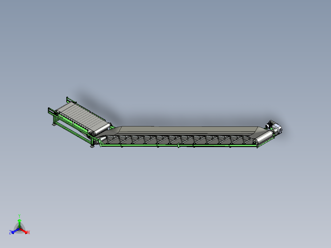 水平和倾斜组合带式输送机正等轴测图