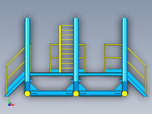 Pipe rack管廊梯架模型3D图纸 STP格式前视缩略图