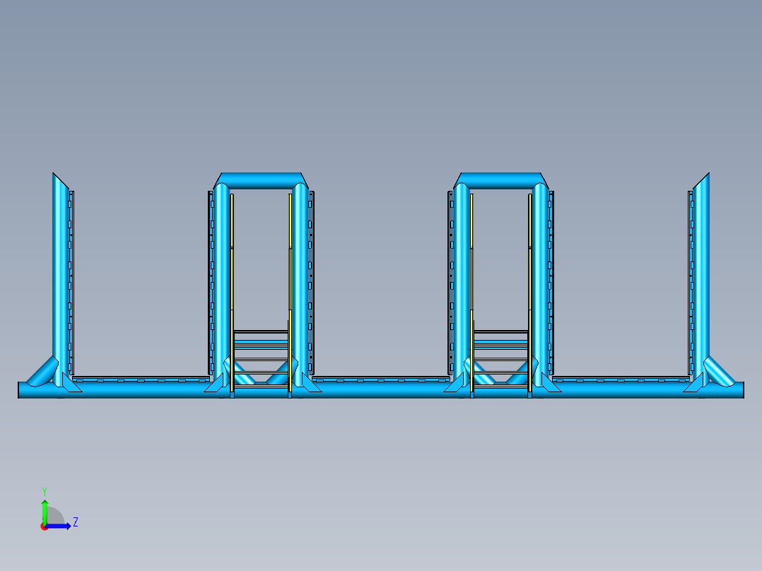 Pipe rack管廊梯架模型3D图纸 STP格式左视图