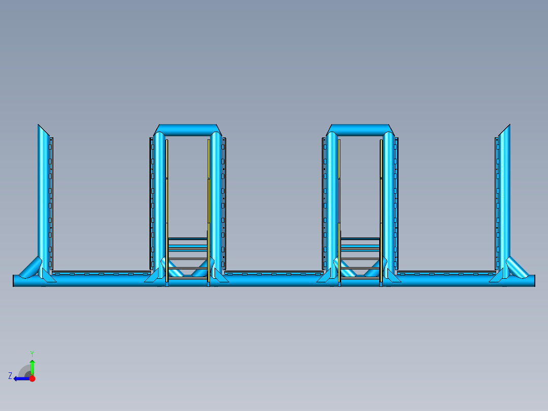 Pipe rack管廊梯架模型3D图纸 STP格式右视图
