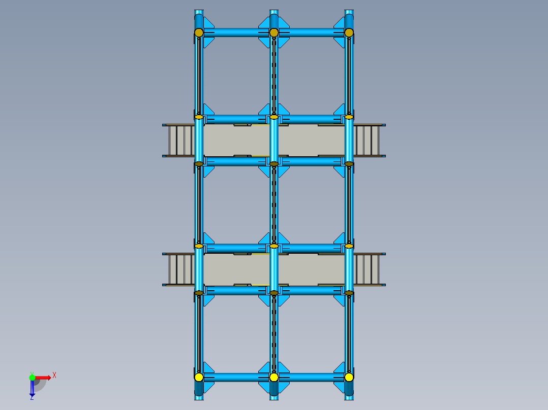 Pipe rack管廊梯架模型3D图纸 STP格式俯视图