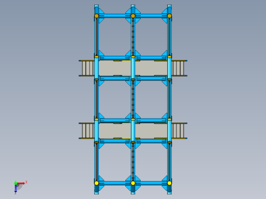 Pipe rack管廊梯架模型3D图纸 STP格式俯视缩略图