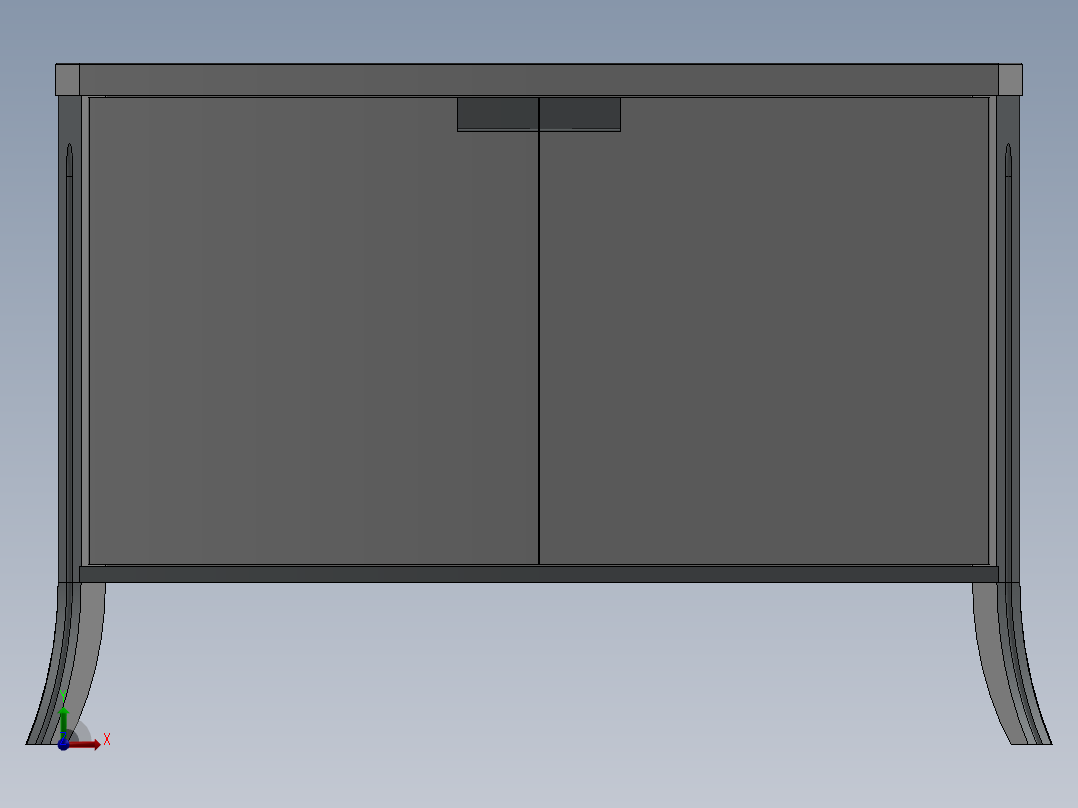 实木衣柜3D模型前视图
