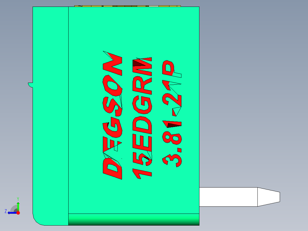 DEGSON 15EDG（公头） 3.81mm 螺钉锁紧，插拔式接线端子 FullPack-15EDGRM-3.81-21P-14-00AH右视图