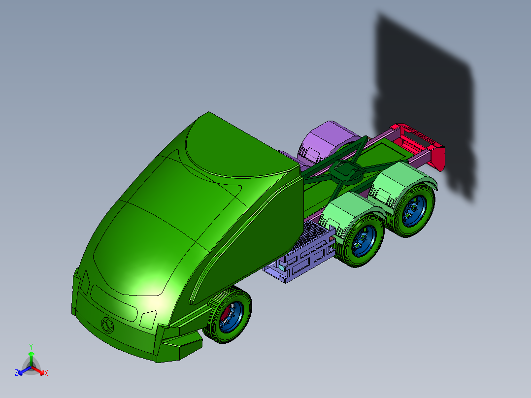 新能源卡车搭载氢燃料电池正等轴测图