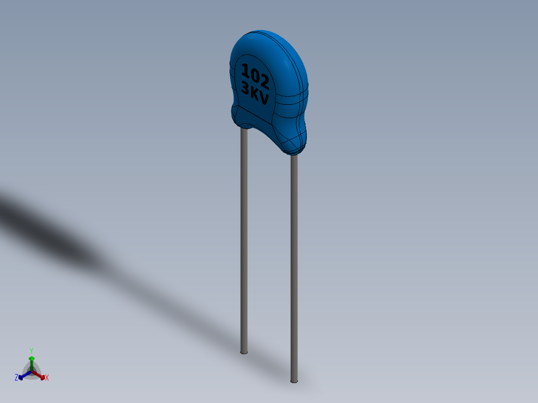 电容器 二极管 电阻器-Capacitor Ceramic 102 3KV 1000pF正等轴测图