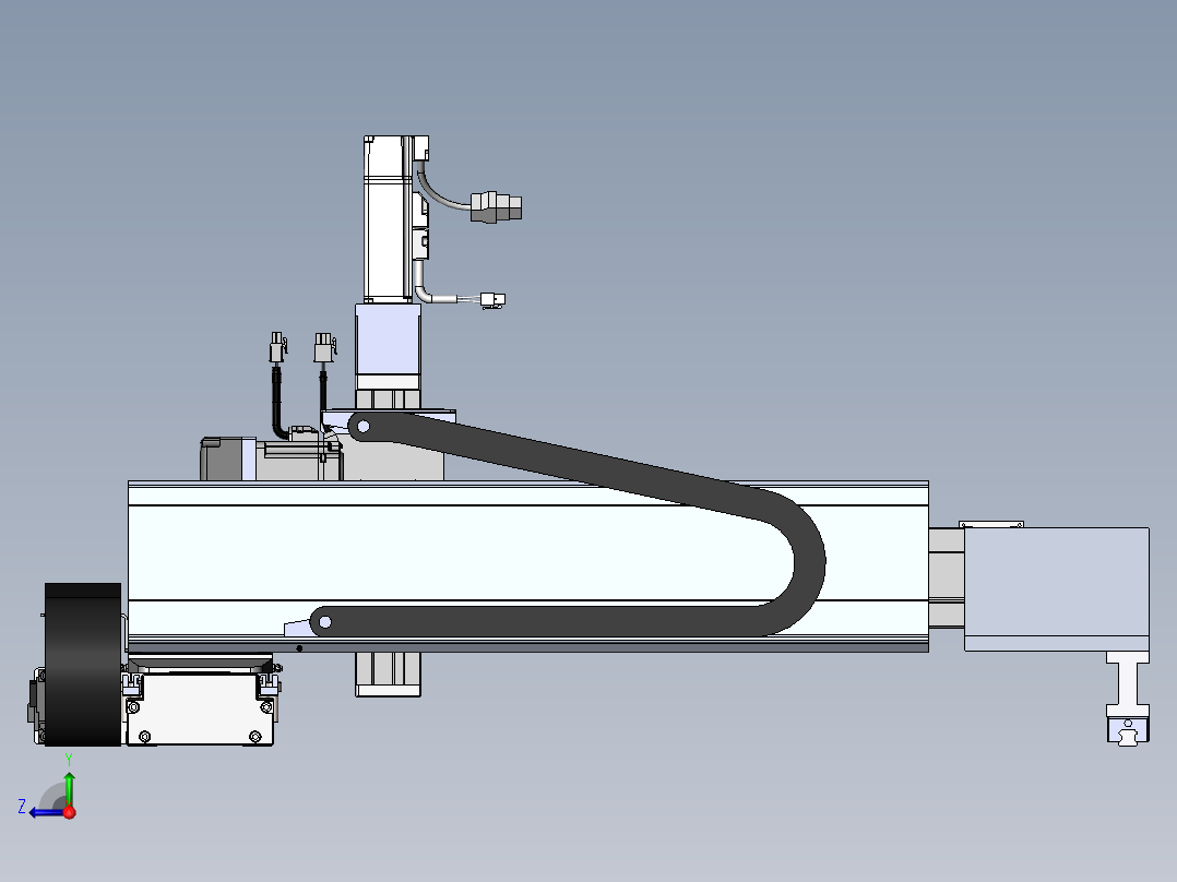 内嵌直交机械手XYG系列XYG432-A2+辅轨右视图