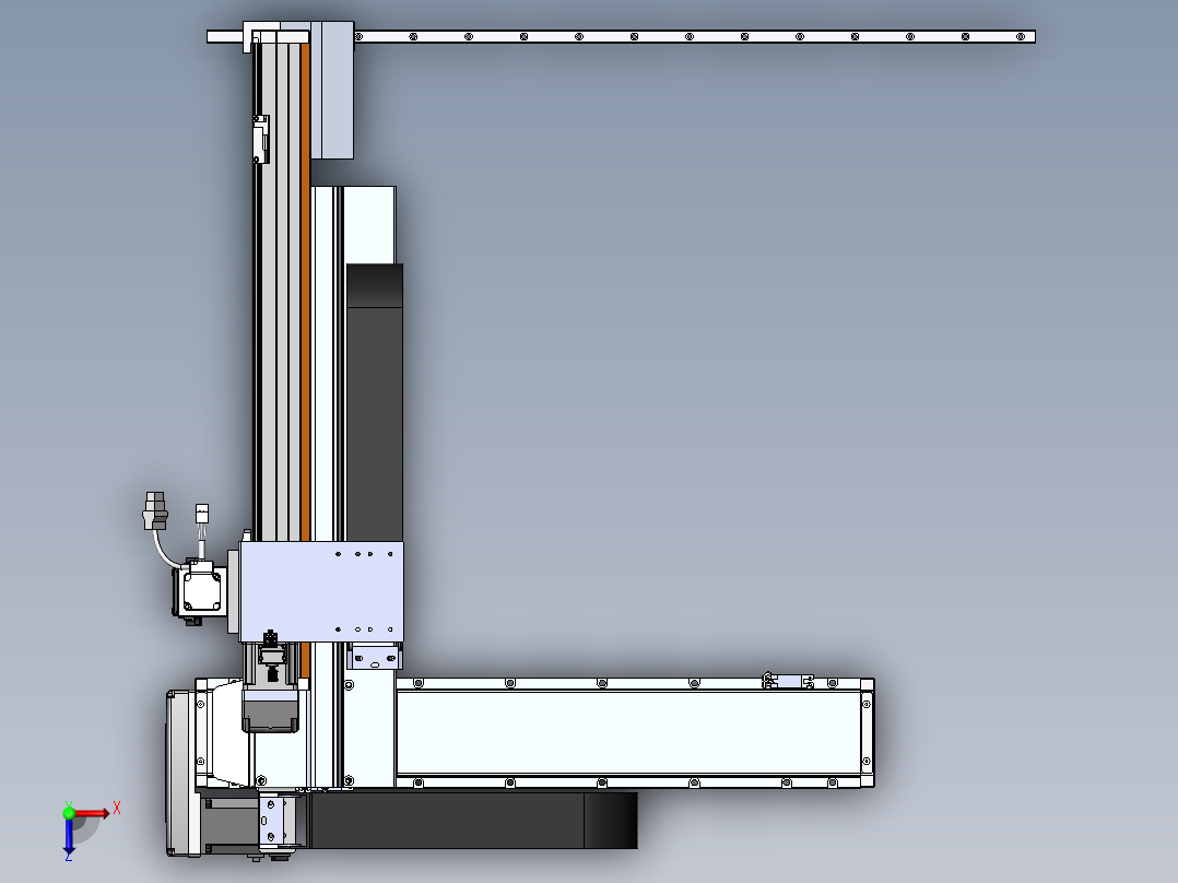 内嵌直交机械手XYG系列XYG432-A2+辅轨俯视图