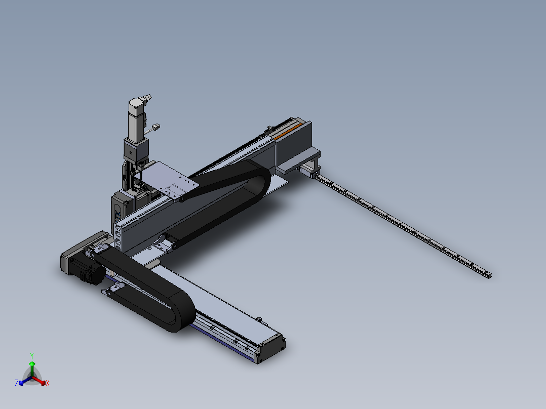 内嵌直交机械手XYG系列XYG432-A2+辅轨正等轴测图