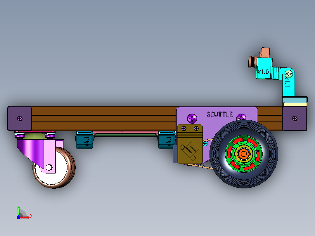 双驱动的视觉导引AGV原型车前视图