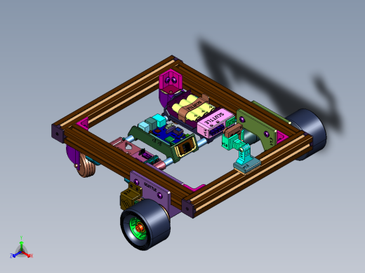 双驱动的视觉导引AGV原型车正等轴测缩略图