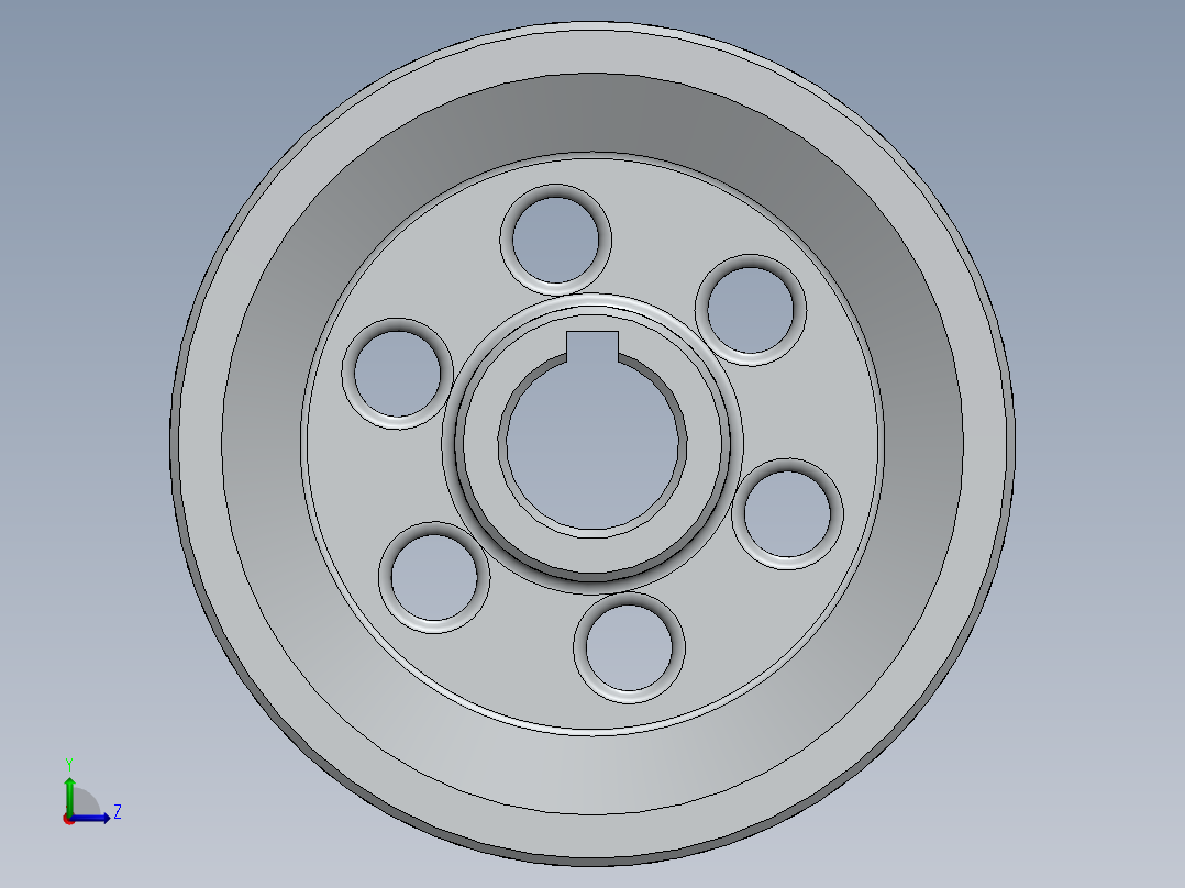 V型皮带轮-2--sw三维 3d模型设计图左视图