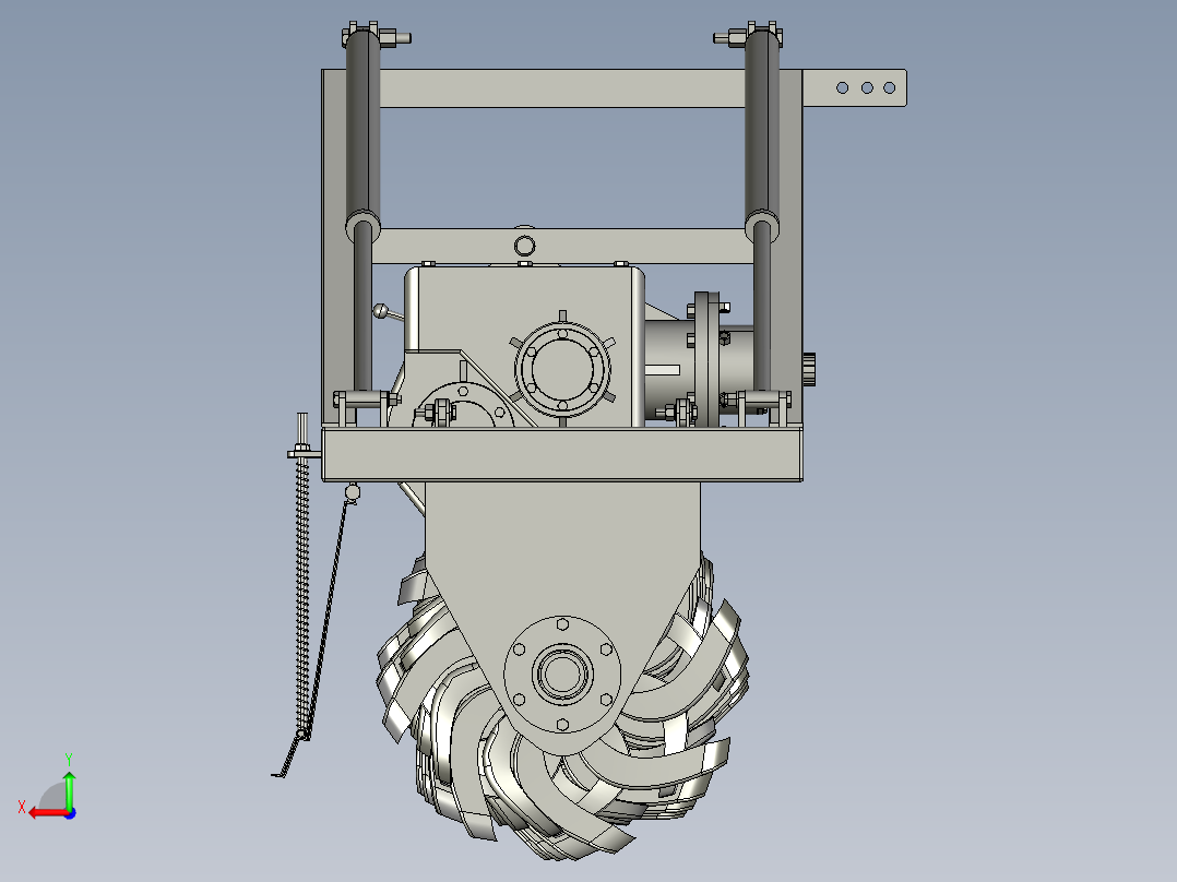 农业旋耕机3D数模图纸 STP格式后视图