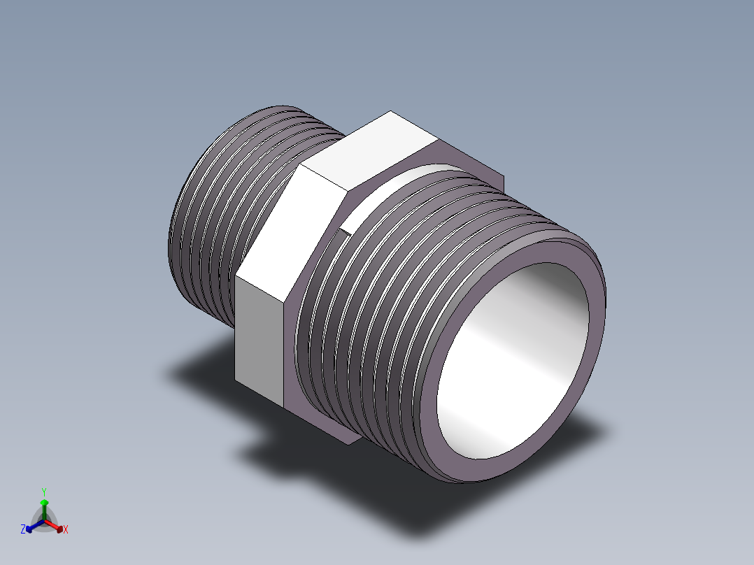对丝-六角异径 DN25-DN20正等轴测图