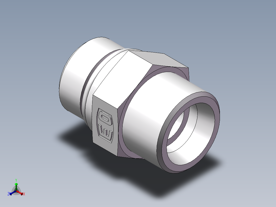 美制O圈密封接头、1DO-24-10正等轴测图