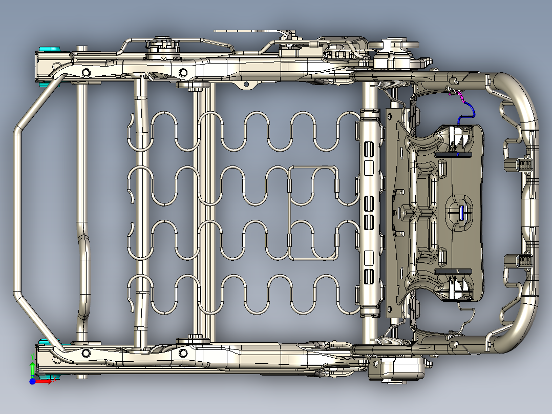 汽车座椅框架详细3D图纸前视图