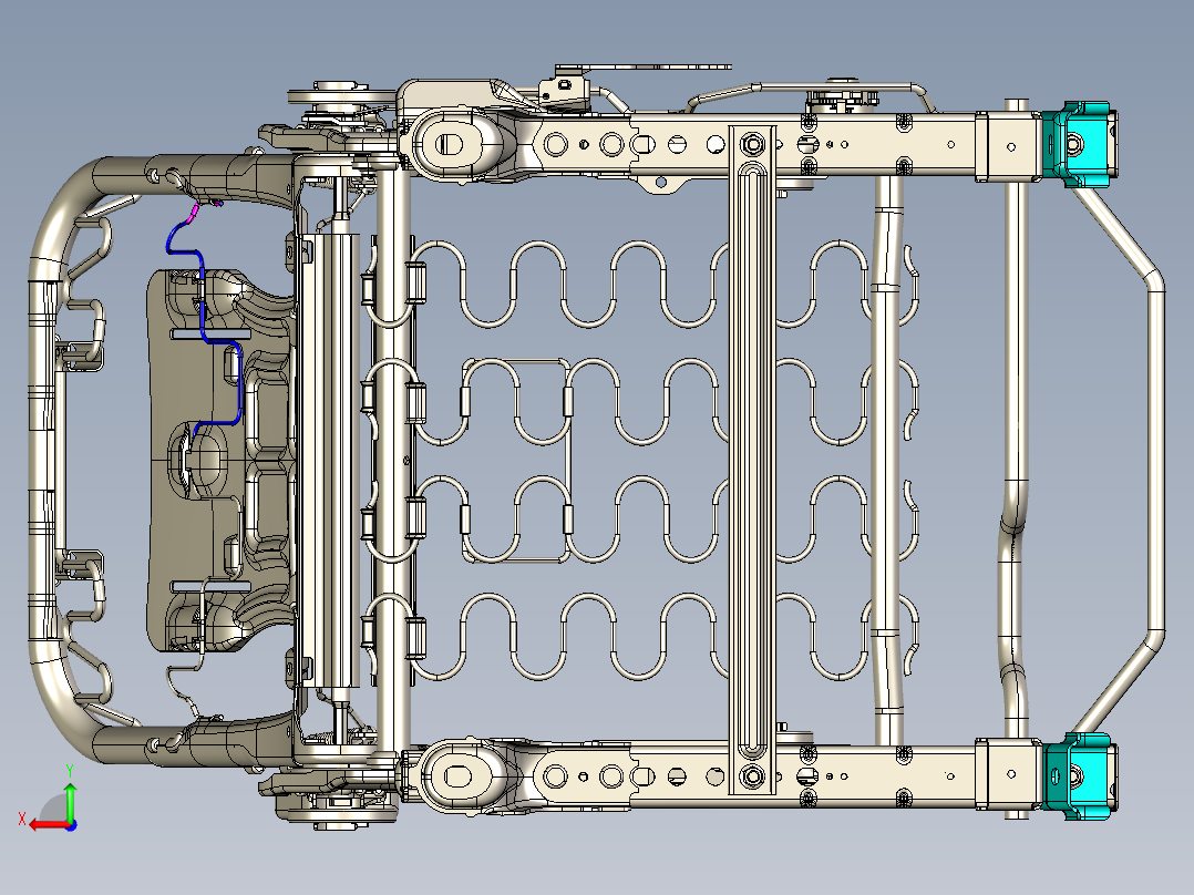 汽车座椅框架详细3D图纸后视图