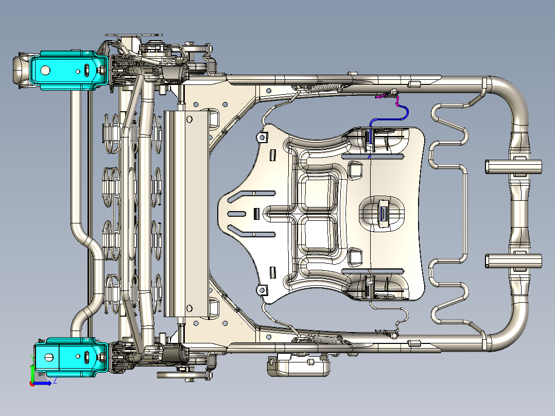 汽车座椅框架详细3D图纸左视图