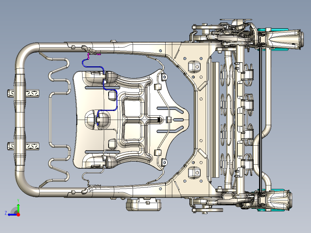 汽车座椅框架详细3D图纸右视图