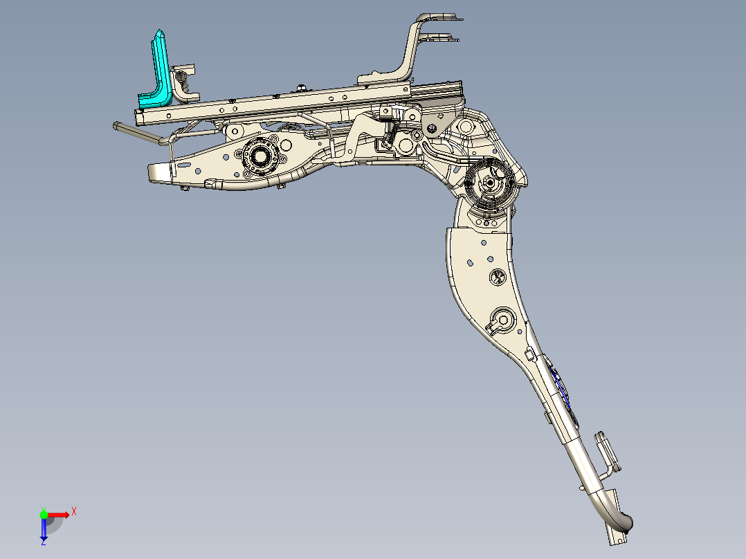 汽车座椅框架详细3D图纸俯视图