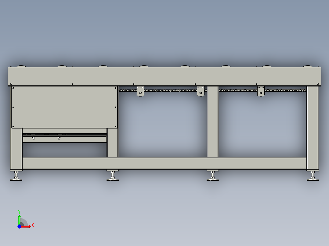 钢板预处理线送进辊道前视图