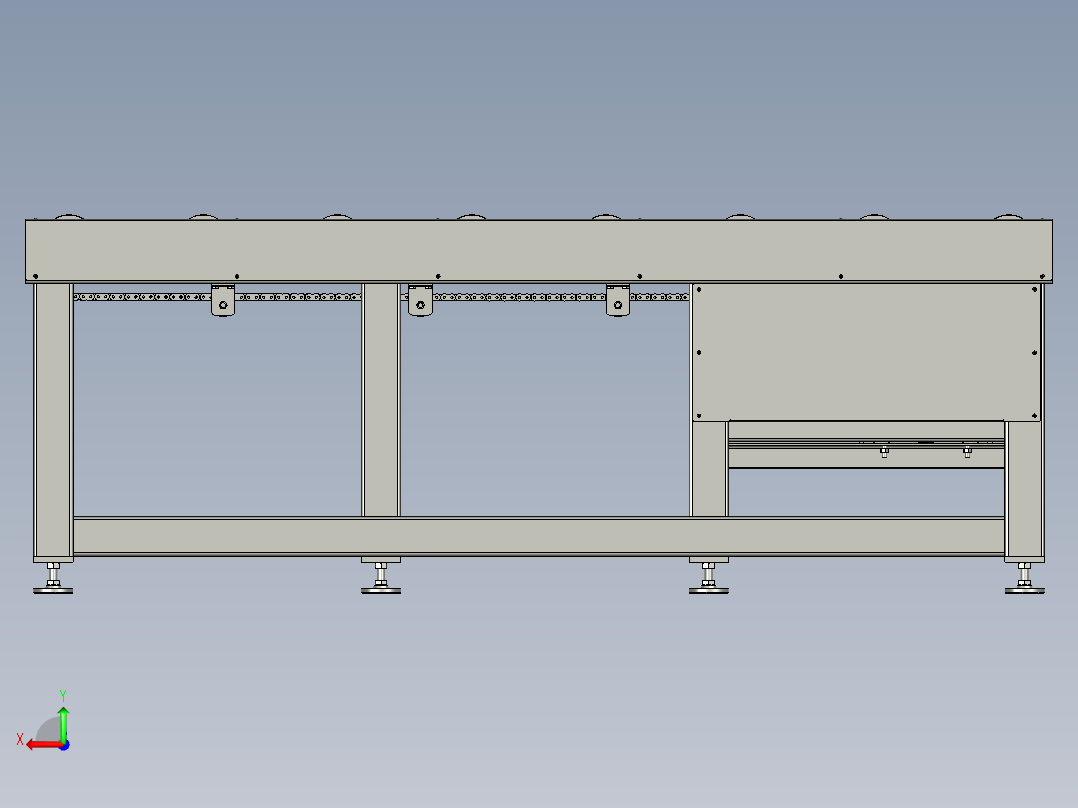钢板预处理线送进辊道后视图